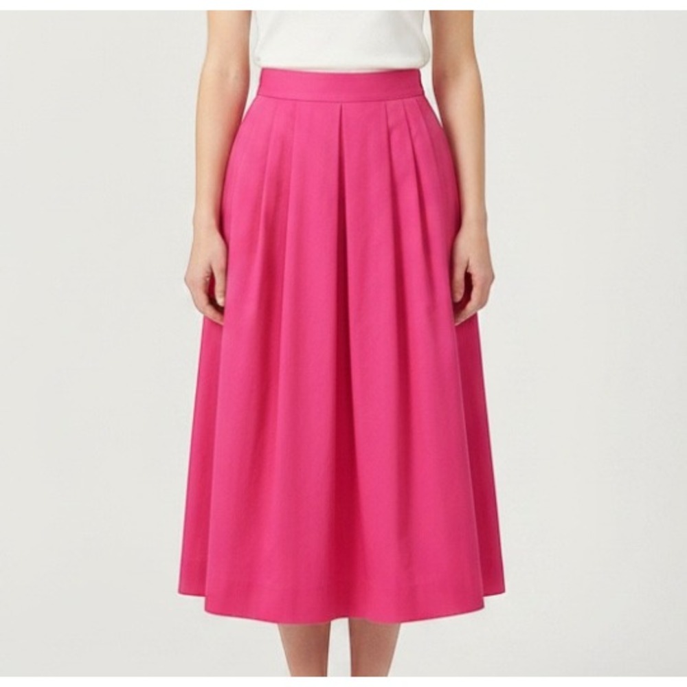 VTG DAVID BROOKS Dark Pink PLEATED Zip Back SIDE POCKETS A-Line Midi Skirt Sz 4